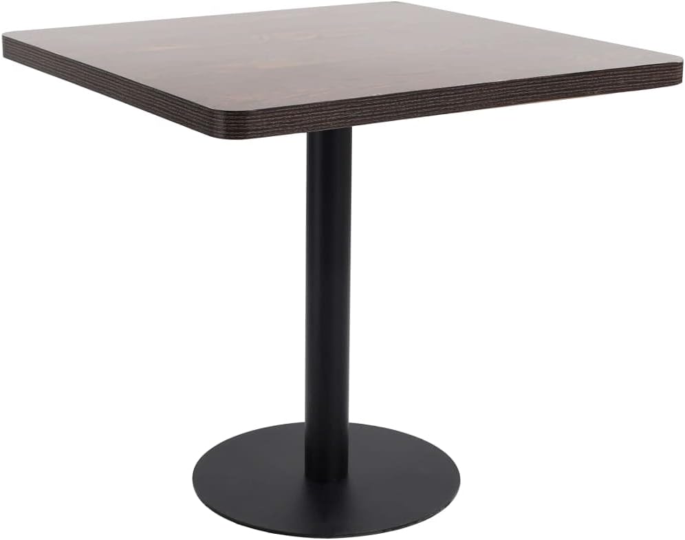 vidaXL Dark Brown Bistro Table – Contemporary MDF Top Table with Steel Base for Indoor/Outdoor Use – Suitable for Restaurants, Coffee Shops, Bars & Interior Decor