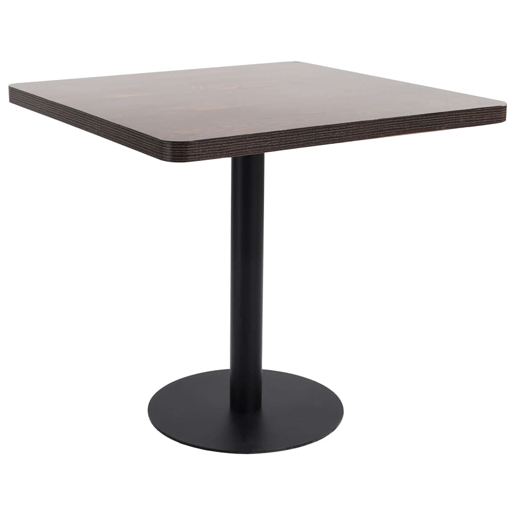 vidaXL Mesa de Jardín Bistró Mueble de Comedor Bar Barra Cafetería Restaurante Exterior Terraza con Tabla Rectangular MDF Marrón Oscuro 80x80cm
