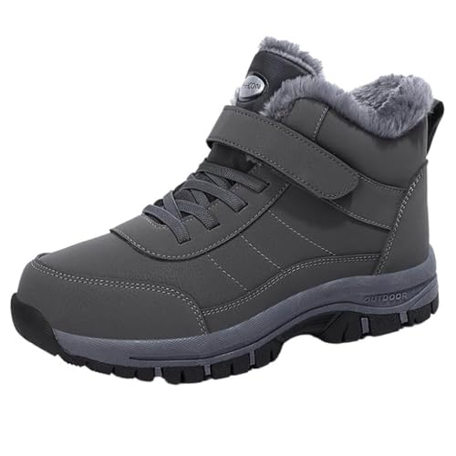 Winterschuhe Damen - Winterstiefel Damen Wasserdicht Stiefeletten Rutschfest Boots Warm Trekking Gefüttert Stiefel Bequem Weitschaftstiefel Winter Herbst Outdoor Schuhe Grau 40