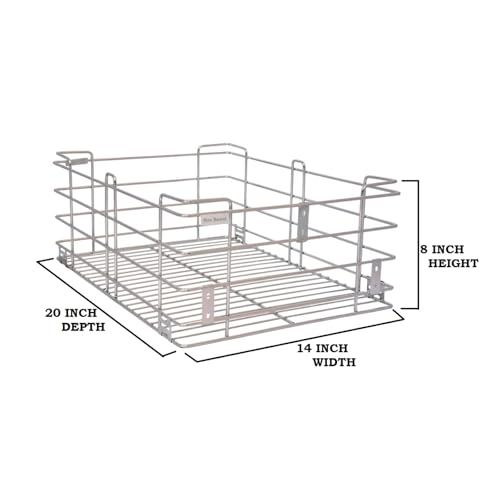 Image of BLOO BASKET 202modular kitchen accessories cabinet, 6-Piece Utensil Organizer,Stainless Steel, Silver (14 Inch Width * 20 Inch Depth, WITH CHANNEL)