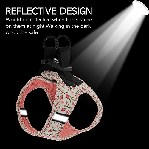Step In Dog Harness And Leash Set, Reflective Dog Harness And Leash No Pull Dog Harness For Small Medium Large Dogs And Cats (M(Neck:14-15.5",Chest:17-19.5"), Roseflower) #TOP3
