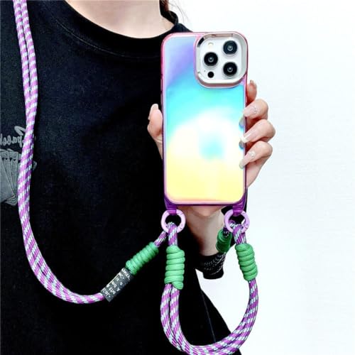 Housse antichoc en acrylique réfléchissant dégradé Violet pour iPhone 14 13 12 Pro Max
