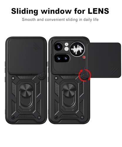 Image of Tough Armor Bumper Back Cover Case for Nothing Phone 4A Pro 5G | Sliding Camera Cover, Kickstand & Ring Holder 360 Degree Protection Back Cover Case for Nothing Phone 4A Pro 5G - Black