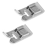 wilcractk Máquinas De Coser Prensatelas, Set de 2 Prensatelas Metálicos Universales Plateados, Accesorios de Precisión para Máquinas de Coser Domésticas, Coser Cremalleras, Dobladillos y Bordes con Fa