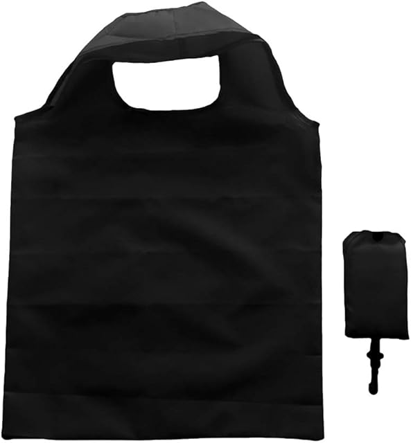 GREENLANS Multiple Color Portable Folding Eco Friendly Nylon Grocery Shopping Bag Tote Pouch Black