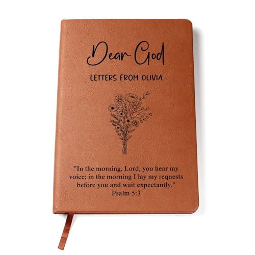 Hilis Personalized Prayer Journal for Woman or Man, Custom A5 Vegan Leather Notebook with Name, Religious Christian Gifts, Gratitude Journal, Devotionals for women, Bible Study Notebooks for Note Taking D82