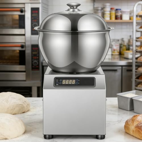 Amasadora Eléctrica Comercial De Acero Inoxidable De 1800 W, Panificadora De Doble Rotación Para Restaurantes Y Pizzerías, Rotación Bidireccional, Con Temporizador Digital Y Tapa De Visualización 5kg