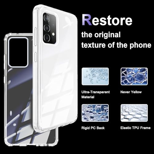 Image of Case for Samsung Galaxy A52, Military Grade Drop Protection Phone Case, Yellowing Resistant, Anti-Scratch Hard PC Back, Shockproof Hard Ultra-Thin Protective Cover, Clear