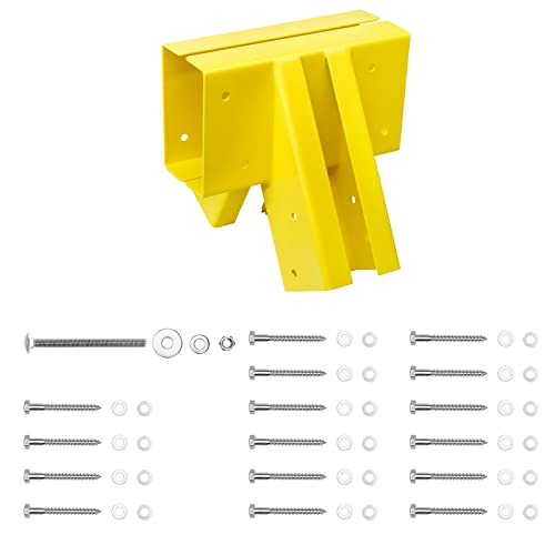 ONECHOI Swing Set Brackets 10",Bolt-Thru Construction Swing Set Hardware Kit w/3MM Thickness Steel for 4x4 Legs & 4x6 Beam, Wood Middle Bracket Maximum Protection of Children's Safety (Yellow 1 Pack)
