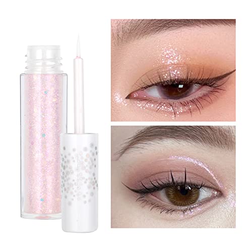 Geeneiya Pink Glitter Liquid Eyeshadow Korean Eye Makeup Glitter Exquisite Pink Liquid Eyeliner, Pigmented, Long Lasting, Quick Drying, Loose Glitter Glue For Crystals Eyemakeup (Exquisite Shiny 07) #TOP5