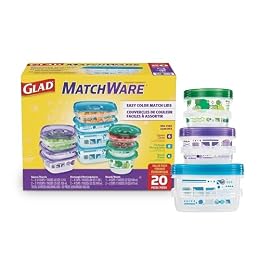 Glad GladWare MatchWare Food Storage Containers, 20 Piece Variety Pack
