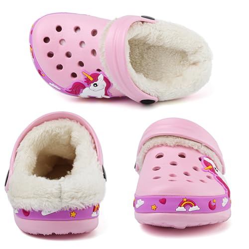 Image of Toddler Lined Clog Slippers Winter Garden Sandals Kids House Shoes Warm Slip On Sneakers Cartoon Slides for Boys and Girls Children Indoor Outdoor