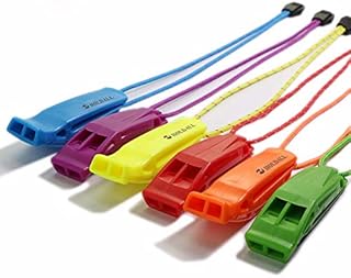 HOLDALL Emergency Whistle with Lanyard, Safety Whistle for Outdoors Camping Survival Kayak Boating & Signaling (Red,Orange,Green,Yellow,Blue,Purple)