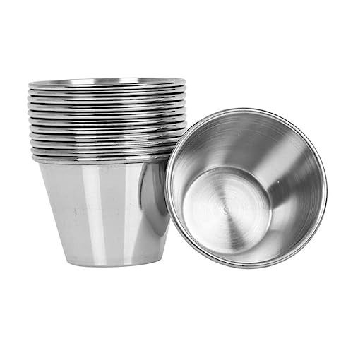 Mikinona Stainless Steel Sauce Bowls Dipping Condiment Cups Small Round Metal Cups for Easy Clean