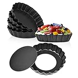 TORASO 4 Inch Tart Pan with Removable Bottom, Quiche Pan Small Size Pie Pan, Non-Stick Baking Pan...