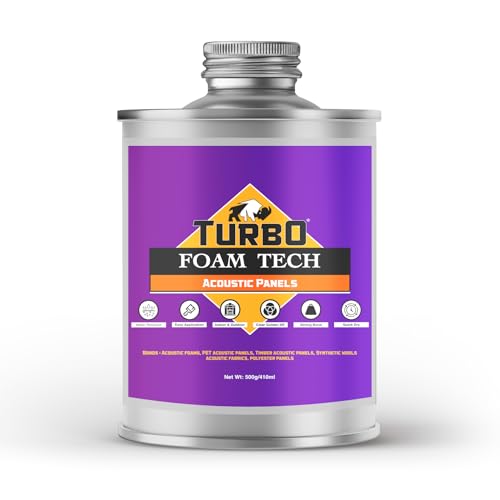 Image of Turbo Foam Tech SR Adhesive for Mounting Acoustic Panels | Strong Hold, Easy Spread, Quick Dry, Multi-Purpose Glue | Purple, 400 ML Can