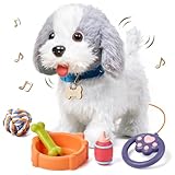 OR OR TU Walking Barking Toy Dog with Remote Control Leash, Plush Puppy Electronic Interactive Toys for Kids, Shake Tail,Pretend Dress Up Realistic Stuffed Animal Dog Age 3 4 5 6+ Years Old Best Gift
