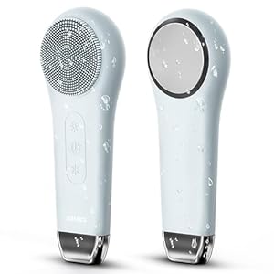 EZBASICS Facial Cleansing Brush face Scrubber Waterproof Face Scrub Brush for Men & Women Rechargeable Face Brushes for Facial Electric Silicone Face Scrubber Cleanser Brush 1 Pack+3 Modes Light Grey
