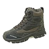  Botas de Senderismo para Hombre, Impermeables, Altas, con Cordones, con Cremallera, Antideslizantes, Botas del Desierto, Transpirables, al Aire Libre, Otoño Invierno, Botines, Verde Militar