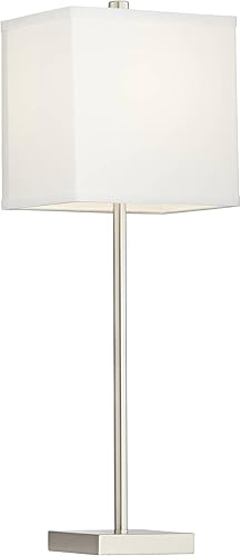 Miniatura 6 de 360 Lighting Franco - Juego de 2 lámparas de mesa minimalistas modernas de 26.5 pulgadas de alto con puertos de carga USB, níquel cepillado,