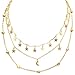 Wowanoo Choker Necklace Set Multilayer Layers Stars Chain Clavicle Necklace Jewelry for Women ThreeG