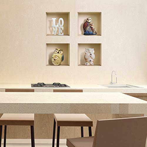 The Nisha Art Magic 3D Vinyl Removable Wall Sticker Decals Diy, Set Of 4, Owl And White Love 411 #TOP4