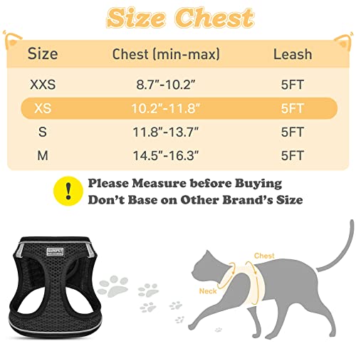 Cat Harness And Leash For Walking Escape Proof, Adjustable Kitten Vest Harness Reflective Soft Mesh Puppy Harness For Outdoor, Comfort Fit, Easy To Control Xs Black #TOP6
