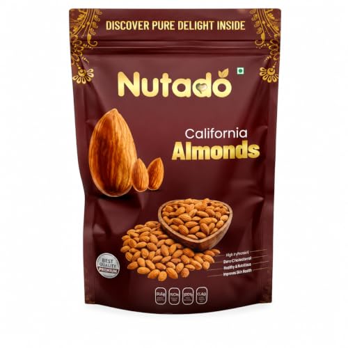 Image of NUTADO Premium California Almonds 200g | Whole Natural Badam Giri | High Protein, High Fibre & Vitamin E | Crunchy Healthy Dry Fruits | Daily Nutrition