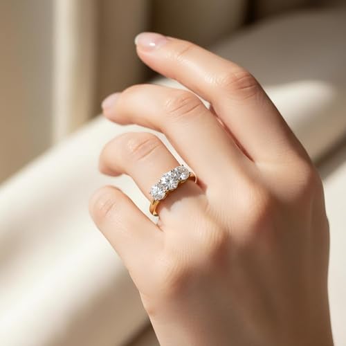 IGI Certified Lab Grown Diamond 3 Stone Engagement Ring for Women 14K White Gold Round Cut Wedding Jewelry Gift Packaging Included (1.00-2.00 Ct, E-F Color, VS1-VS2 Clarity)2