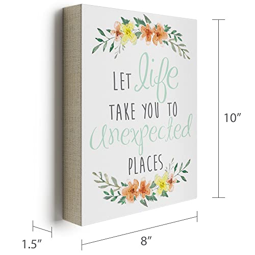 Barnyard Designs 'Let Life Take You To Unexpected Places' Wooden Box Wall Art Sign, Primitive Country Farmhouse Home Decor Sign With Sayings, 10" X 8" #TOP3