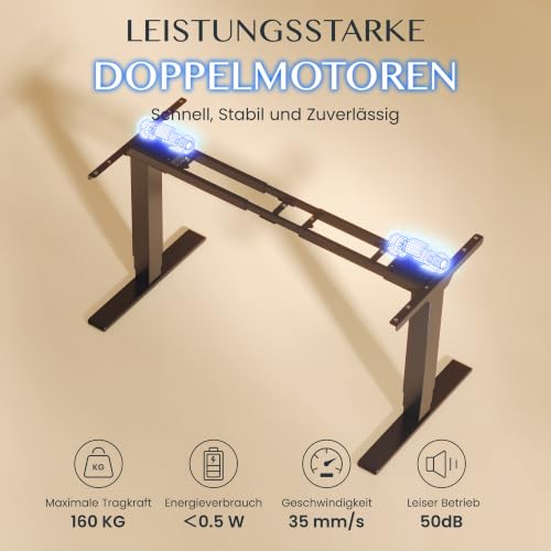 FLEXISPOT Höhenverstellbarer Schreibtisch Tischgestell,Doppelmotor&3-stufig – Ansicht 6