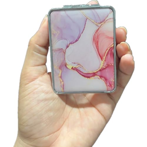 mpowtech Pocket Mirror,Compact Vanity Mirror,Small Travel Mirror with 2 x 1x Magnification,Double-Sided Purse Mirror for Beauty,Cosmetic Mirror for for Gift,Travel Essential(Rectangular Marble)