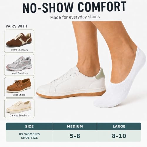 Image of YEJIMONG Cotton No Show Socks for Women, 8 Pairs, Sizes 5-10
