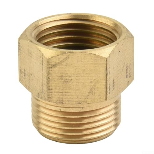 Adaptador de lavadora a presión de latón M22 x 1.5, conector métrico hembra, rosca de 1/2 pulgada compatible con lanza limpiadora de alta presión, presión máxima de trabajo de 400 bar
