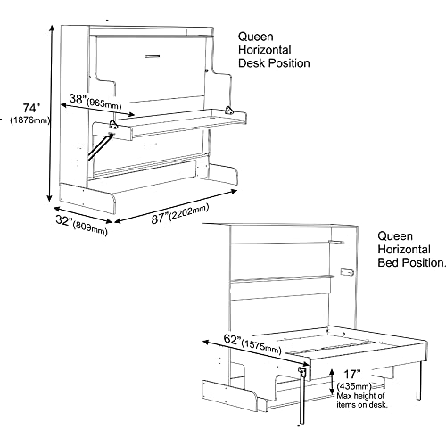 Hiddenbed - Murphy Bed With Desk, Ideal Bedroom Furniture For Small Spaces, Horizontal & Vertical Pull-Out Beds And Space Saving Furniture, Foldable Beds (Maple Finish, Horizontal Queen) #TOP5