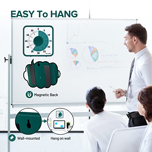 Secura Home 60-Minute Visual Timer, 7.5 Inch Oversize Countdown Timer Clock For Kids And Adults, Durable Mechanical Time Management Tool With Magnetic Backing （Dark Green） #TOP3