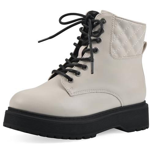 WHITE MOUNTAIN KIDS Girls' Prestan Lace-Up Lug Sole Combat Ankle Bootie