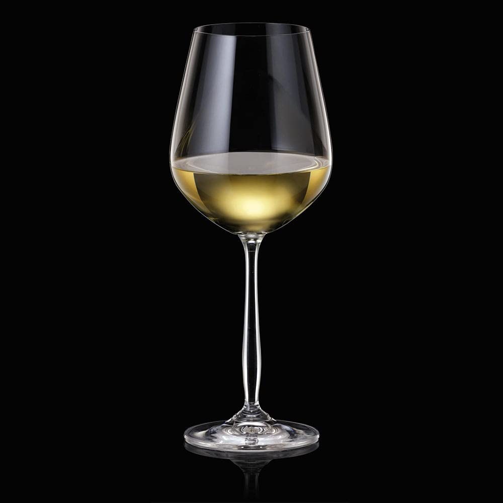 Danube Home Maison Forine 4 - Piece White Wine Crystal Glass Set - 450 Ml | Modern Crystal Glass Glassware Set For Kitchen Premium Barware Cocktail Glasses - L 39.2 X W 39.6 X H 26.5 Cm - Clear