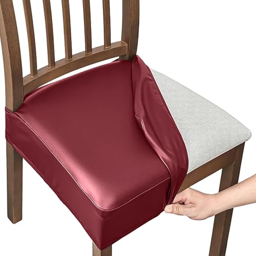 Dioxide Chair Covers,Seat Covers for Dining Room Chairs,Burgundy,Set of 2