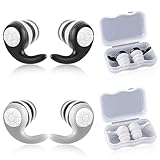 simarro Ohrstöpsel Schwimmen, 2 Paar Wasserdichte Wiederverwendbare Weich Silikon Ohrstöpsel Unisex Erwachsene Earplug Swimming Schwarz Grau Earplug Ohrschutz Duschen Schwimmen Surfen Schnorcheln