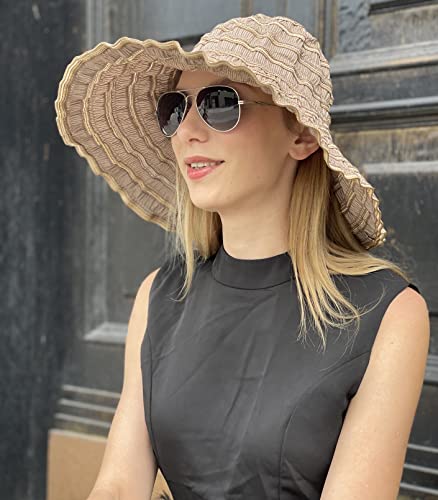 Women Folding Vintage Outdoor Sun Hats For Beach Garden Travelling Uv Protection Brown #TOP5