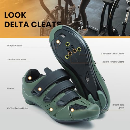 Men's Peloton Cycling Shoes – 2 & 3 Bolt Look Delta Cleat Spin Bike Shoes - Compatible with SPD Clips – Perfect for Indoor & Outdoor Road Cycling2