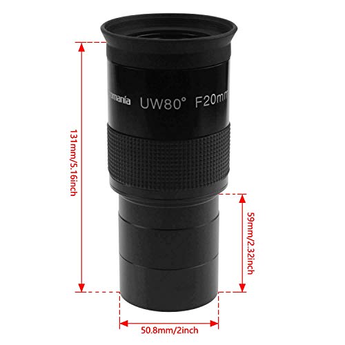 Astromania Fully Multi-Coated 2" Ultra-Wide 80 Degree Eyepiece For Telescope - F20Mm #TOP2