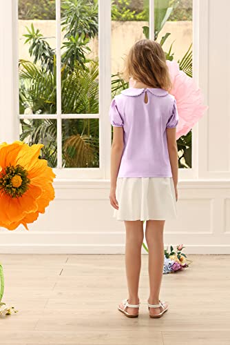 Danna Belle Girl Purple Shirt Peter Pan Collar Blouse School Summer Uniform Size 6-7 #TOP6