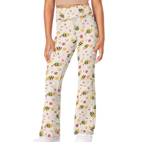 Bee Girls' Leggings Cross Flare Pants Soft Stretchy High Waisted Pants for Kids Child Yoga Dance 5-14 Years4