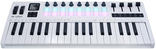 M-VAVE SMK37 PRO MIDI keyboard controller with 16 backlit drum pads, perfect for music production...