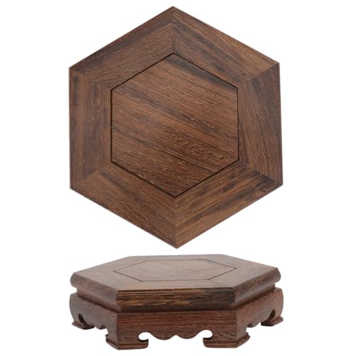 IWOWHERO Base Portavaso in Legno Massello Set 2 Pezzi Supporto per Fioriera da Interno Espositore Stabile per Vaso di Fiori Piedistallo Decorativo per Piante da Soggiorno e Ufficio