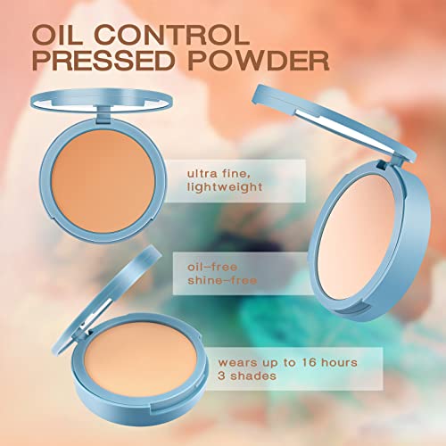 Oil Control Face Pressed Powder,Matte Smooth Setting Powder Makeup, Waterproof Long Lasting Finishing Powder, Flawless Silk Soft Mist Powder Cake Lightweight Face Cosmetics #TOP1