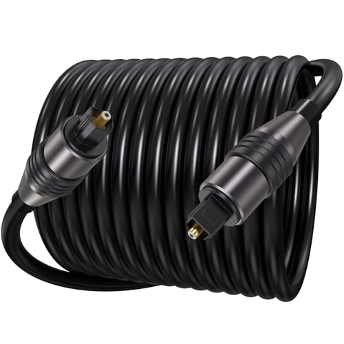 Optical Audio Cable 20 Ft Long, Fiber Toslink S/PDIF Optic Cord Replacement for Digital TV to Soundbar and More