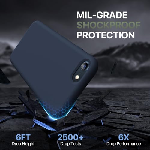 Image of Miracase Ultra Slim Designed for iPhone SE Case 2022(3rd Gen) /iPhone SE 2020 Case(2nd Gen) /iPhone 7 Case /iPhone 8 Case with Screen Protector, Multi-Color Silicone Shockproof Phone Case(Dark Blue)